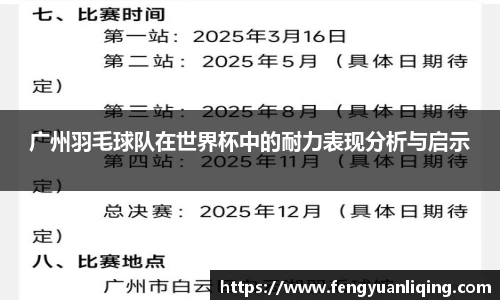 广州羽毛球队在世界杯中的耐力表现分析与启示